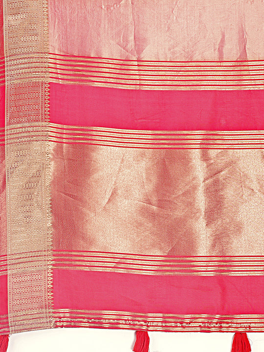 Orange Organza Saree With Blouse Piece