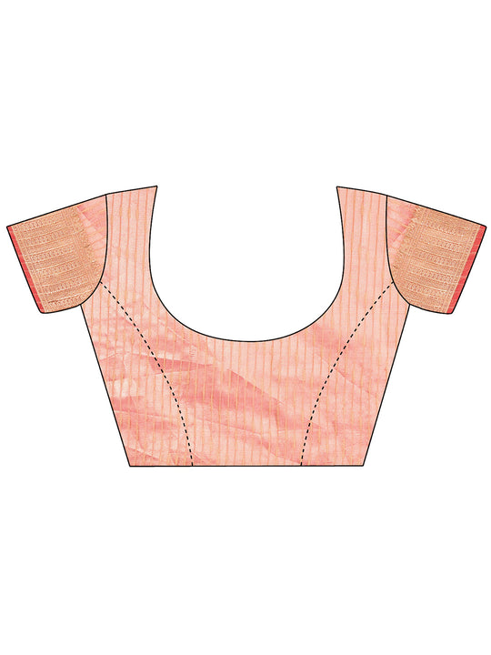 Orange Organza Saree With Blouse Piece