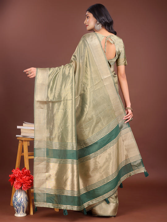 Light Green Organza Saree With Blouse Piece