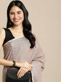 Beige Linen Cotton Saree With Blouse Piece