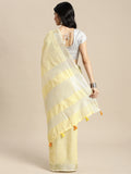 Yellow Linen Cotton Saree With Blouse Piece