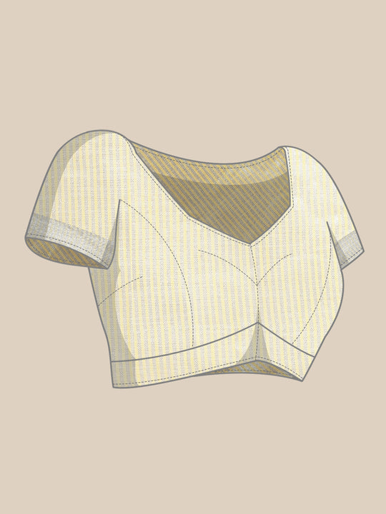 Yellow Linen Cotton Saree With Blouse Piece