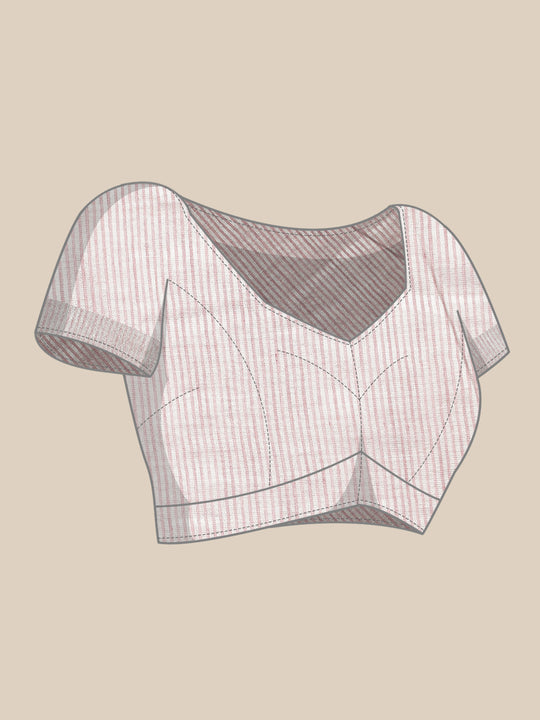 Purple Linen Cotton Saree With Blouse Piece