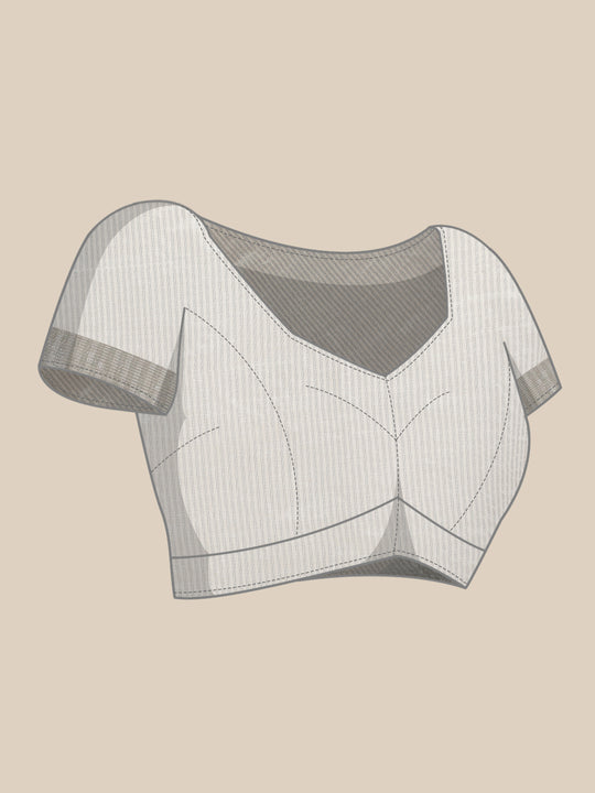 White Linen Cotton Saree With Blouse Piece