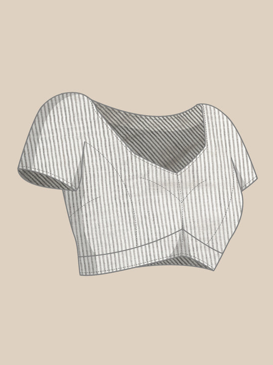 Dark Grey Linen Cotton Saree With Blouse Piece