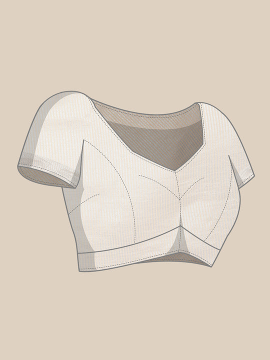 Cream Linen Cotton Saree With Blouse Piece