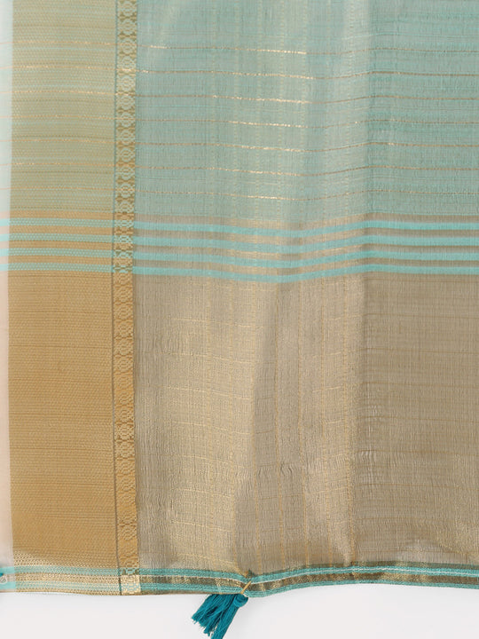 Light Blue Organza Saree With Blouse Piece