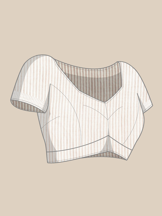 Beige Linen Saree With Blouse Piece