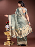 Sea Green Organza Saree With Blouse Piece
