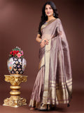 Purple Organza Saree With Blouse Piece