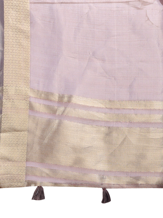 Purple Organza Saree With Blouse Piece