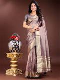 Purple Organza Saree With Blouse Piece