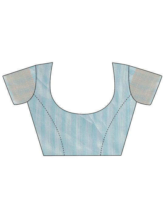 Sky Blue Organza Saree With Blouse Piece