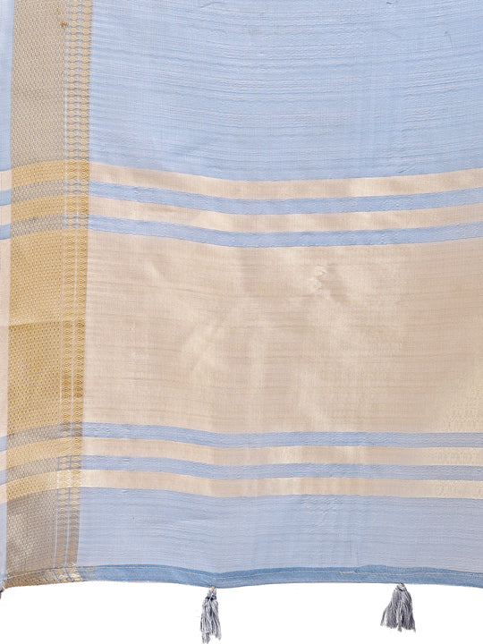 Sky Blue Organza Saree With Blouse Piece