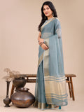 Sea Green Organza Saree With Blouse Piece