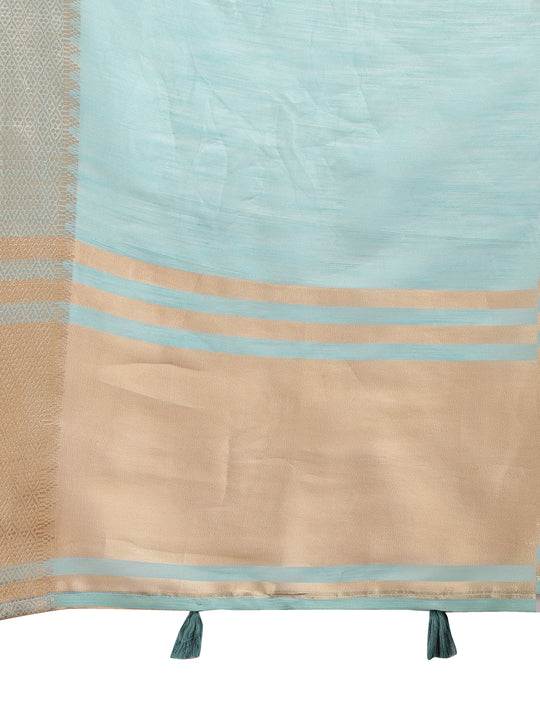 Sea Green Cotton Saree With Blouse Piece