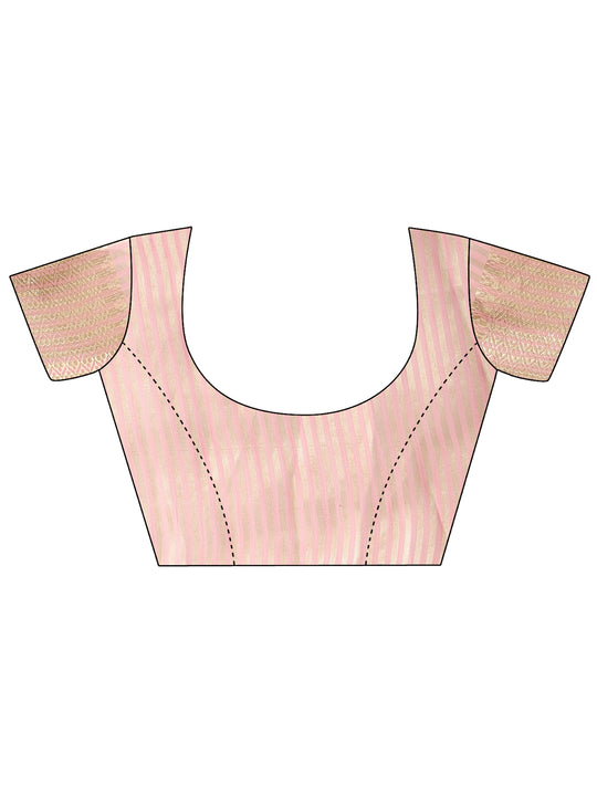 Pink Cotton Saree With Blouse Piece