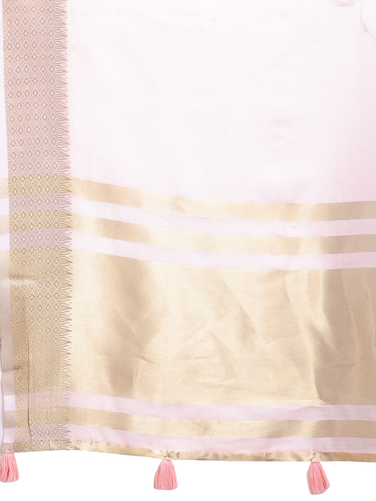 Light Pink Cotton Saree With Blouse Piece