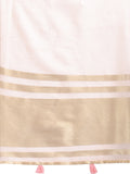 Peach Cotton Saree With Blouse Piece
