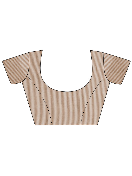 White Linen Cotton Saree With Blouse Piece