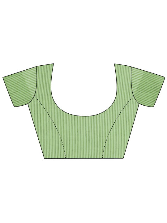 White Linen Cotton Saree With Blouse Piece