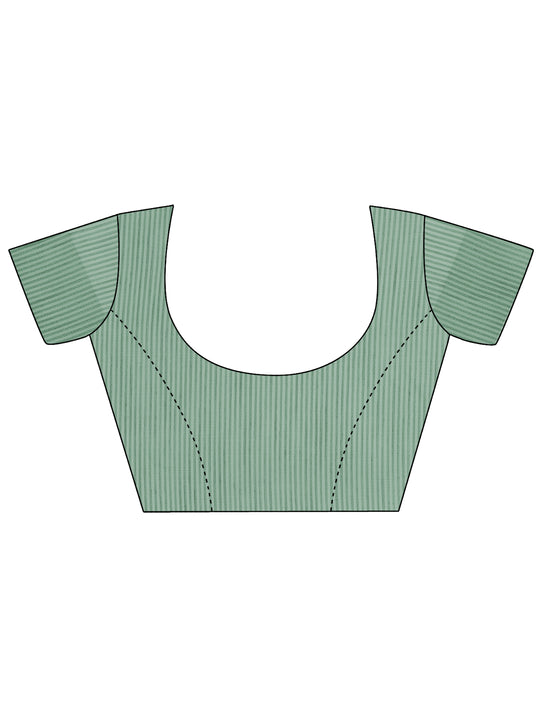 White Linen Cotton Saree With Blouse Piece