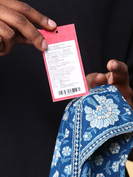 Floral Printed Round Neck Three-Quarter Sleeves Cotton Kurta with Trousers & Dupatta