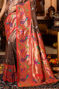 Chocolate Brown Paithani Saree