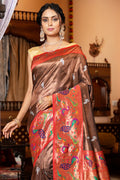 Chocolate Brown Paithani Saree