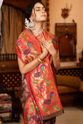 Chocolate Brown Paithani Saree