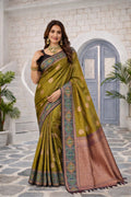Mehendi Olive Soft Silk Woven Work Traditional Saree