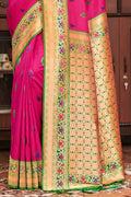 Magenta Banarasi Silk Saree With Blouse