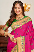 Magenta Banarasi Silk Saree With Blouse