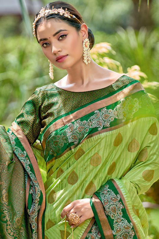 Fern Green Banarasi Saree