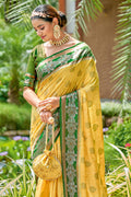 Canary Yellow Banarasi Saree