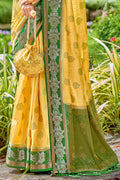 Canary Yellow Banarasi Saree