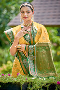 Canary Yellow Banarasi Saree