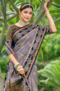 Pewter Grey Banarasi Saree