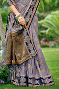 Pewter Grey Banarasi Saree