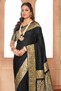 Black Banarasi Silk Saree With Blouse