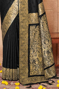 Black Banarasi Silk Saree With Blouse