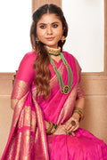 Magenta Banarasi Silk Saree With Blouse