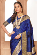 Royal Blue Banarasi Silk Saree With Blouse