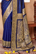 Royal Blue Banarasi Silk Saree With Blouse