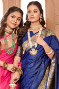 Royal Blue Banarasi Silk Saree With Blouse
