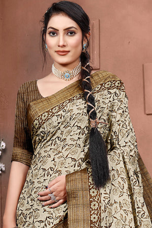 Seaweed Green Digital Print Saree