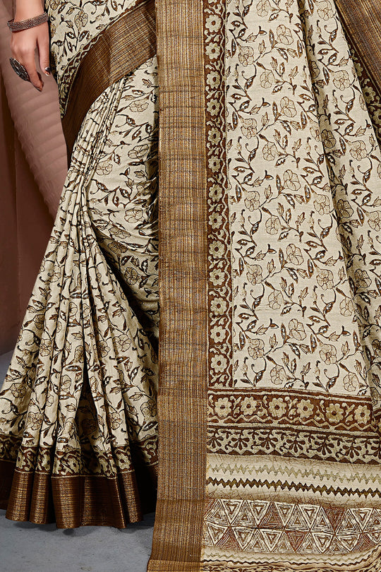 Seaweed Green Digital Print Saree