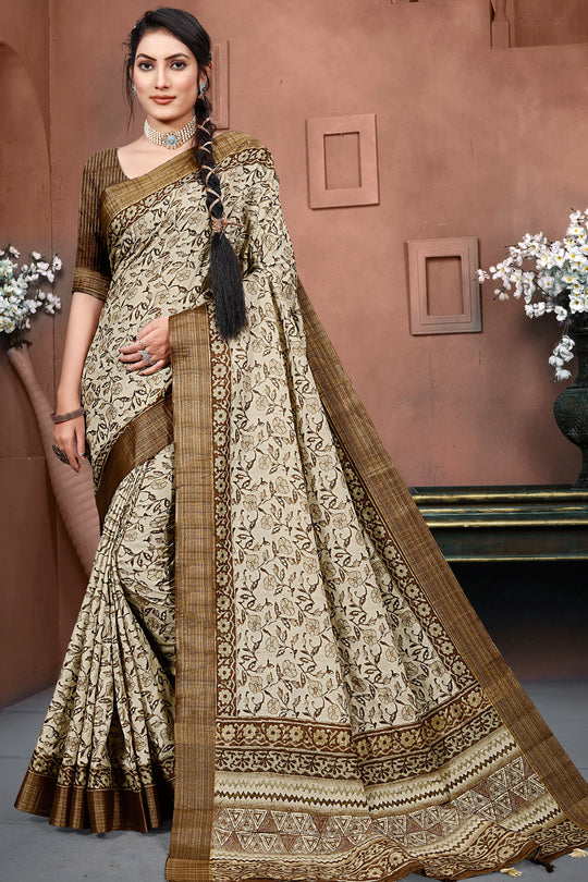 Seaweed Green Digital Print Saree