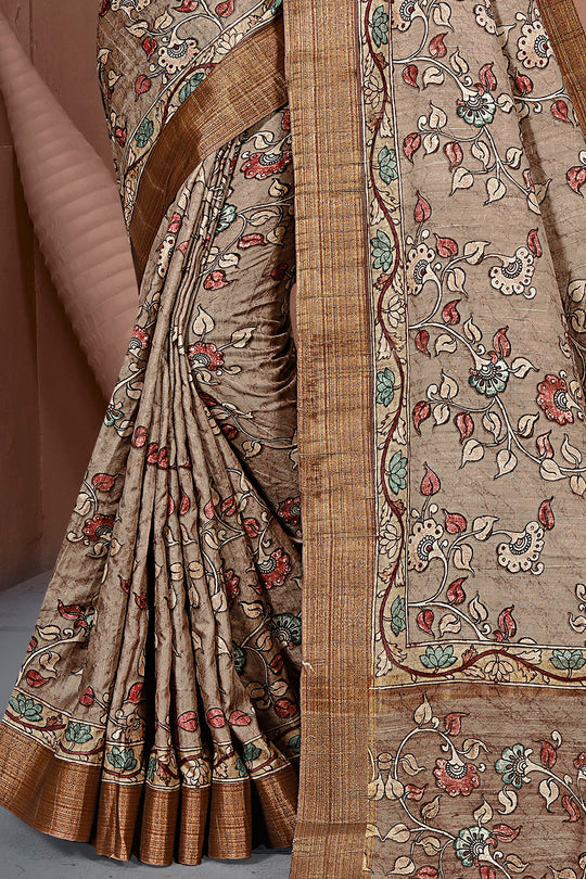 Tan Brown Digital Print Saree