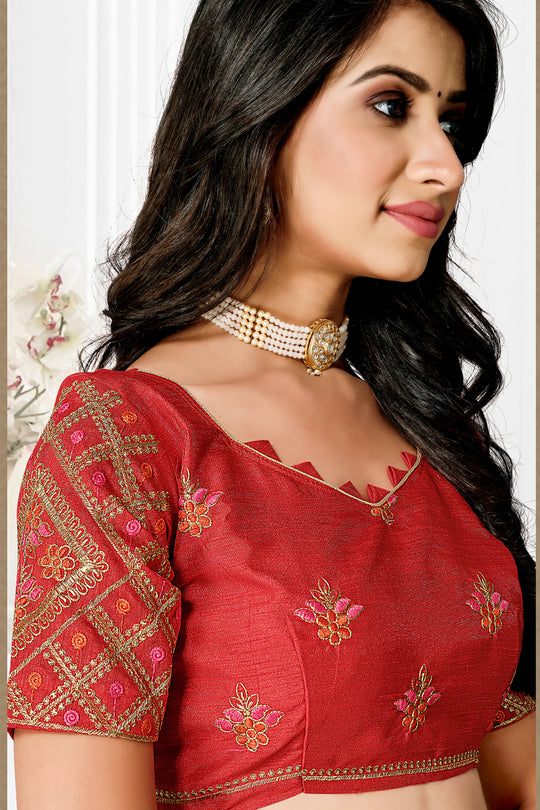 Salmon Orange Brasso Saree